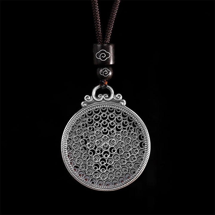 Naszyjnik z Buddha Stones ze srebra próby 990 z ochroną szczęścia i feniksem - image 4