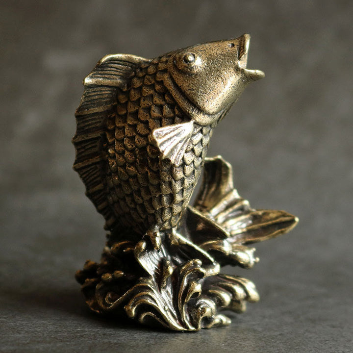 Buddha Stones Ręcznie Robione Małe Ryby Koi Miedź Bogactwo Dekoracja Domu - Ryba Koi (Szczęście ♥Dobrobyt) - image 0