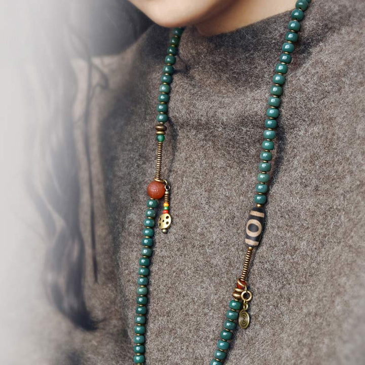Buddha Stones 108 Mala Koraliki Bodhi Nasiona Dzi Koraliki Bransoletka Mądrości