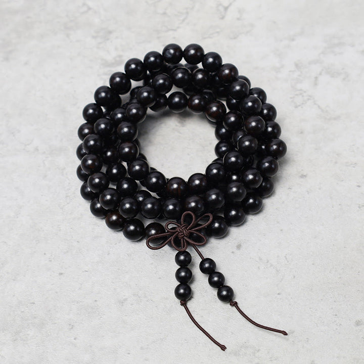 Buddha Stones 108 Mala Koraliki Bransoletka Modlitwa Medytacja Sandałowiec Elastyczny