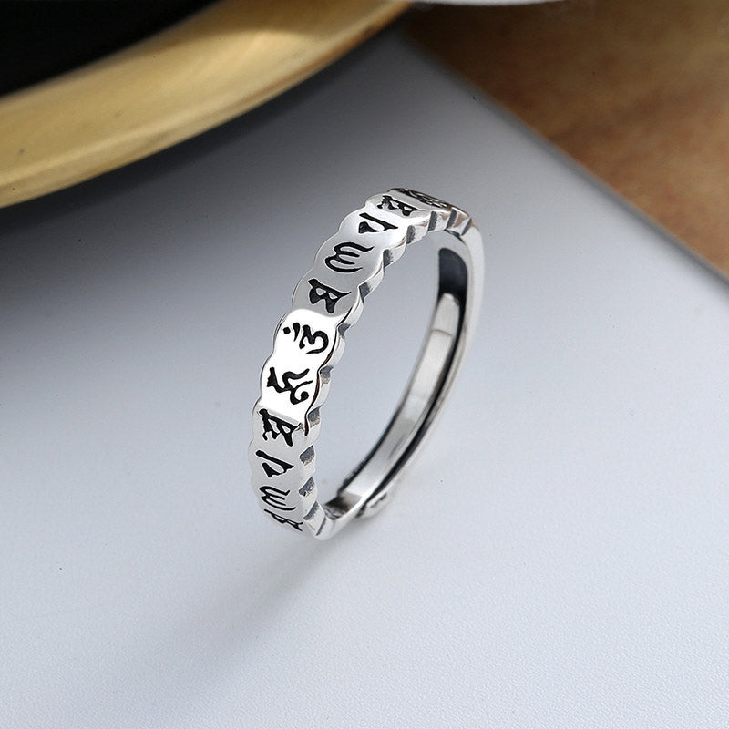 Buddha Stones 925 Srebro Sterling Sześć Prawdziwych Słów Spokojna Mądrość