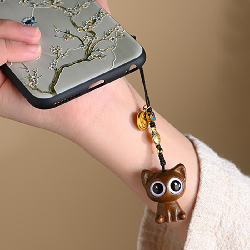 Buddha Stones Zielone Drzewo Sandałowe Szczęśliwy Kot Koi Ryba Kuracja Brelok Telefon Wiszący Dekoracja - image 6