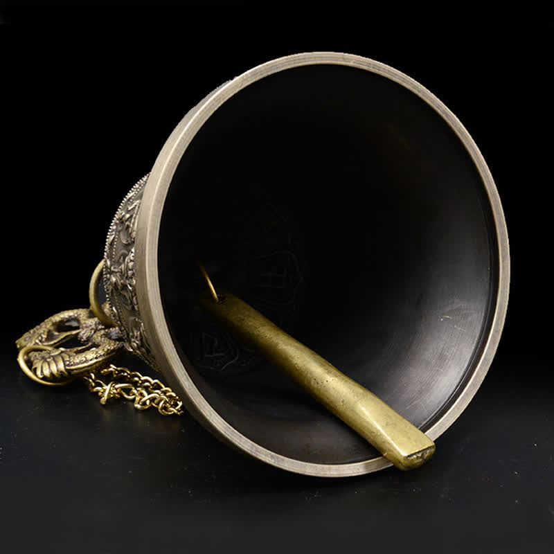 Tybetański grawerowany Budda Smok Wiatr Dzwon Miedziany Szczęście Dekoracja Ścienna - image 7