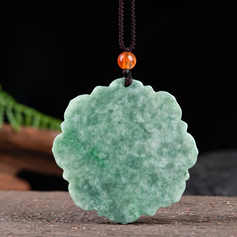 Naszyjnik z Buddha Stones , wzór lotosu, jadeit, szczęście i dobrobyt