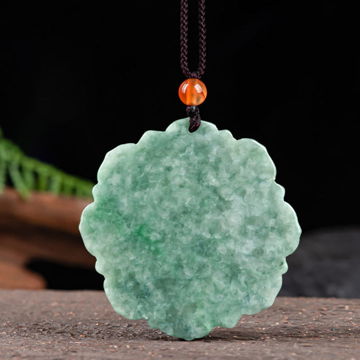 Naszyjnik z Buddha Stones , wzór lotosu, jadeit, szczęście i dobrobyt