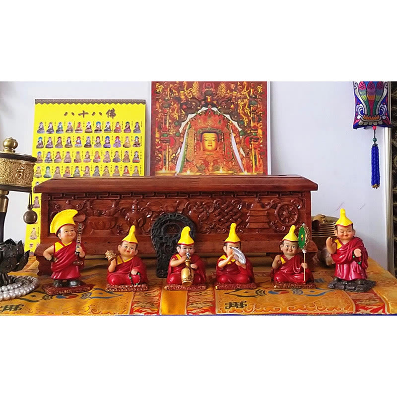Buddha Stones malowane ręcznie tybetańskie figurki Lamy rzeźbione kreatywne ozdoby do dekoracji domu i biura
