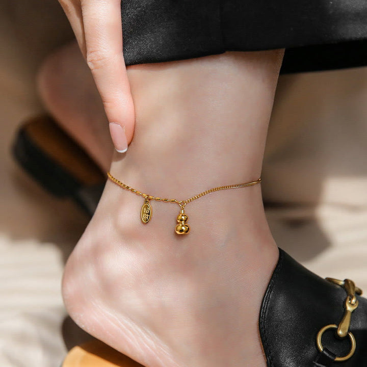 Bransoletka na kostkę Buddha Stones 18k Gold Lucky Gourd Design Wealth Buckle