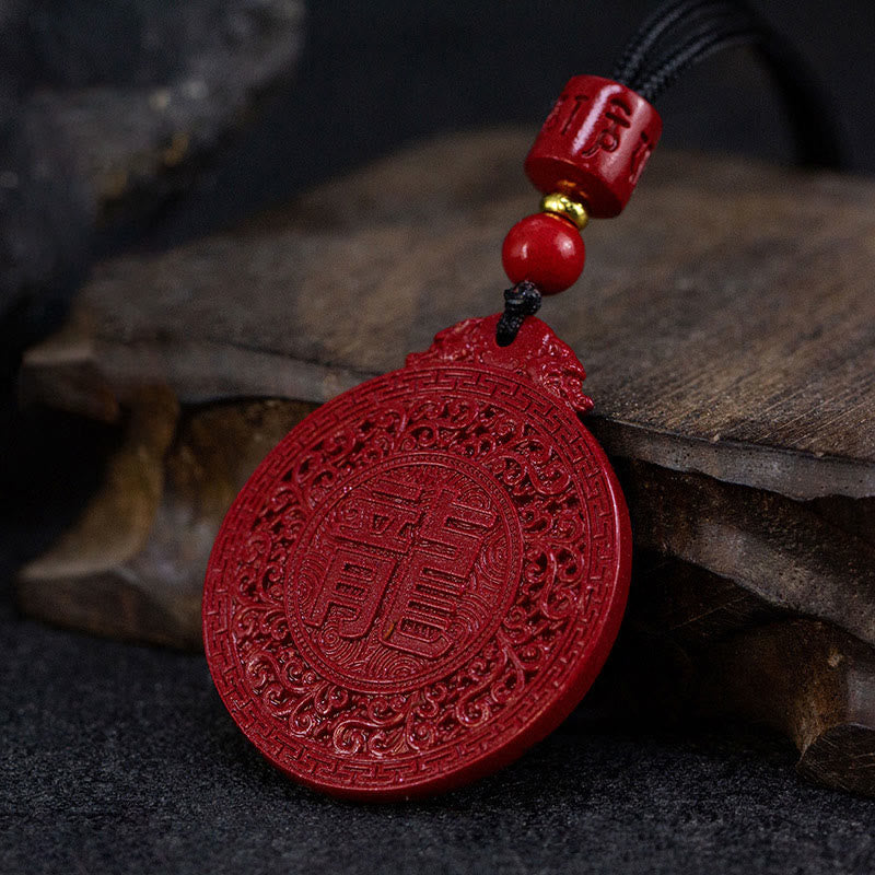 Buddha Stones Rok Smoka Naturalny Cynobrowy Naszyjnik Ochronny Smoka Wisiorek
