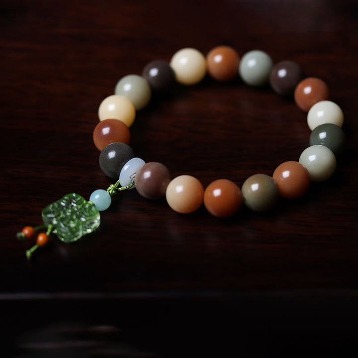 Buddha Stones Naturalne Wielokolorowe Gradientowe Nasiona Bodhi Liuli Szklana Bransoletka z Urokiem Pokoju