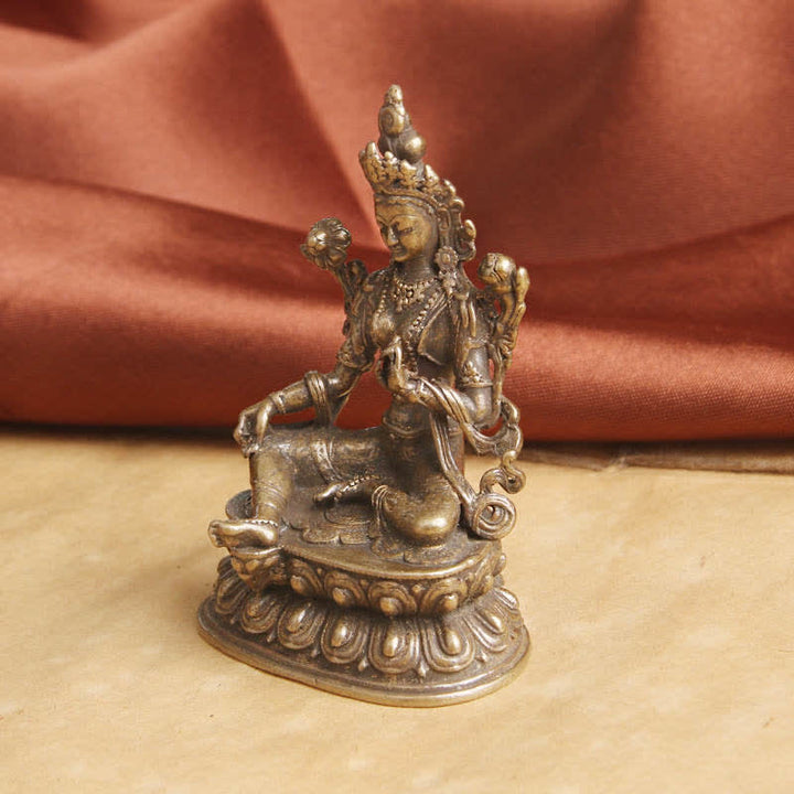 Buddha Stones Bodhisattwa Zielona Tara Spokój Nadzieja Miedziana Statuetka Dekoracja - image 4