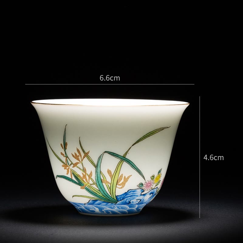 Buddha Stones Kolorowe Kwiaty Orchidea Fale Morskie Niebiesko-Biała Porcelana Ceramiczna Filiżanka Do Herbaty Kung Fu