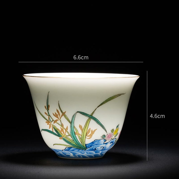 Buddha Stones Kolorowe Kwiaty Orchidea Fale Morskie Niebiesko-Biała Porcelana Ceramiczna Filiżanka Do Herbaty Kung Fu