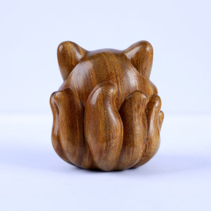 Buddha Stones Mini Dziewięcioogonowy Lis Kość Słoniowa Owoc Sandałowiec Zielony Sandałowiec Błogosławieństwo Dekoracja