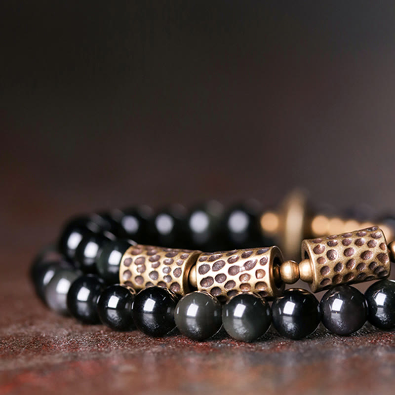 Bransoletka Buddha Stones Rainbow Obsidian Copper Love Double Wrap