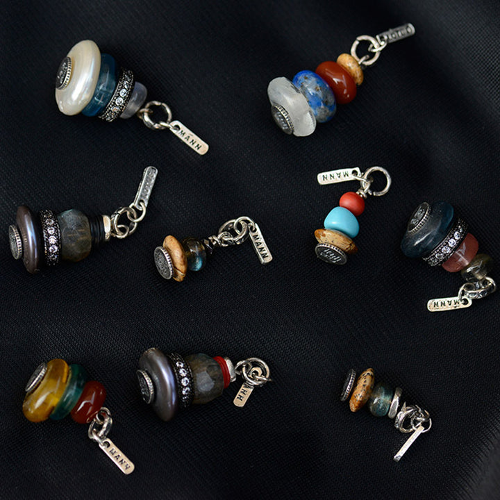 Buddha Stones Zen Cairn Labradorite Różne Kryształy Spokojny Wisiorek Naszyjnik - image 5