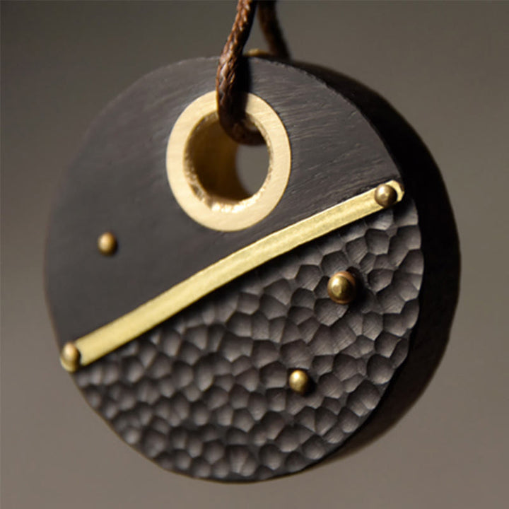 Naszyjnik z Buddha Stones , ręcznie wykonany, okrągły, z drewna hebanowego i mosiądzu, z miedzi, z wisiorkiem pokoju - image 7