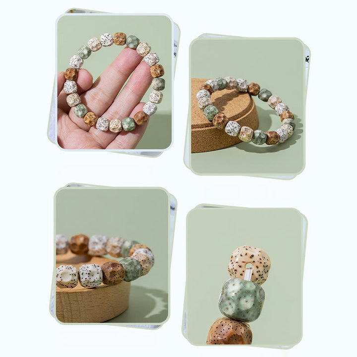 Buddha Stones Naturalne Kolorowe Nasiona Bodhi Bransoletka Pomyślności Bogactwa