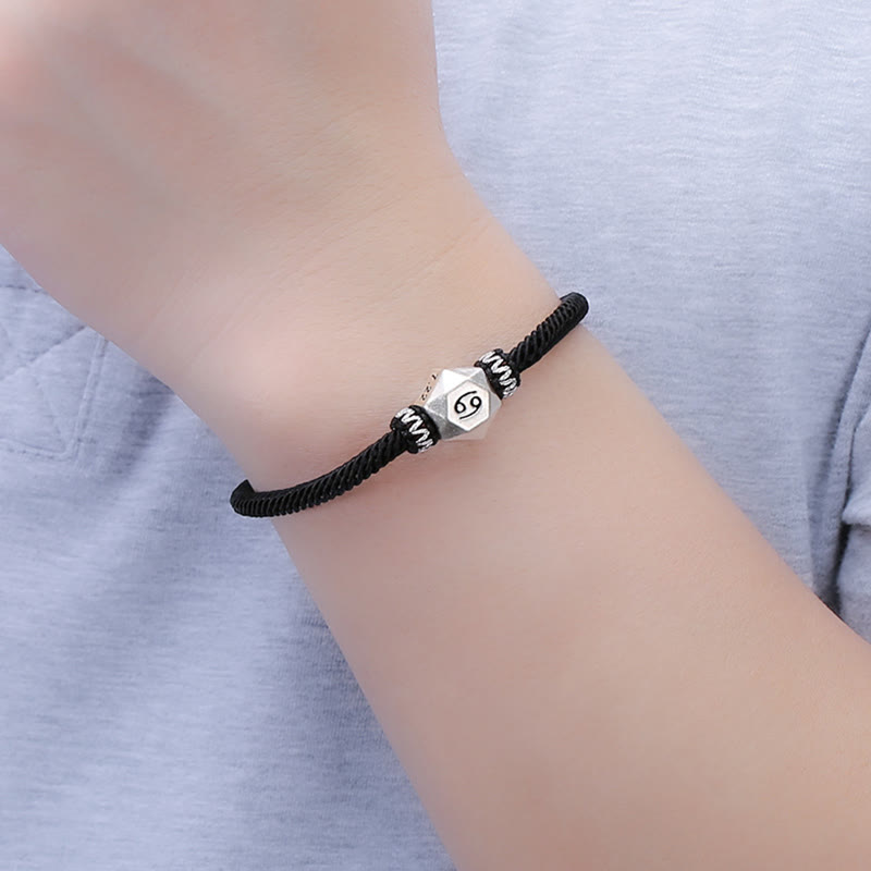 Buddha Stones 999 Srebro Sterling 12 Konstelacji Zodiaku Ochrona Ręcznie Robiona Bransoletka Sznurkowa - image 7