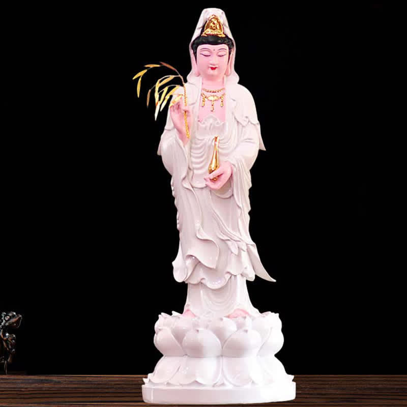 Chenrezig Bodhisattwa Awalokiteśwara Figurka Harmonia Żywica Dekoracja Domu - Biały - image 6