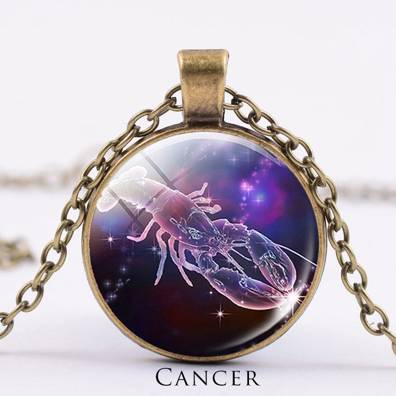 12 konstelacji zodiaku Księżyc Gwiaździste niebo Ochrona Błogosławieństwo Naszyjnik Wisiorek