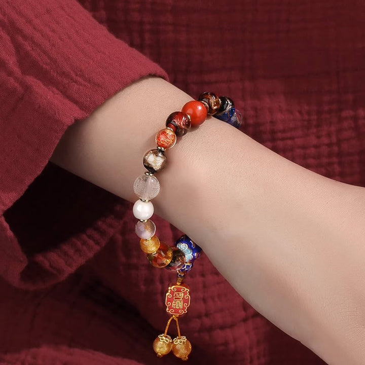 Buddha Stones Tybetańskie Kolorowe Kadzidło Popiół Liuli Szklane Koraliki Om Mani Padme Hum Dorje Wadżra 18 Koralików Nadgarstek Mala