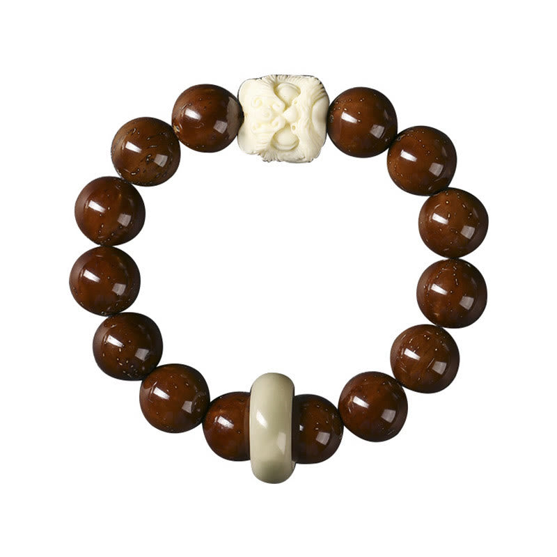 Bransoletka z Buddha Stones Fioletowe Nasiona Bodhi Tańczący Lew Mądrość