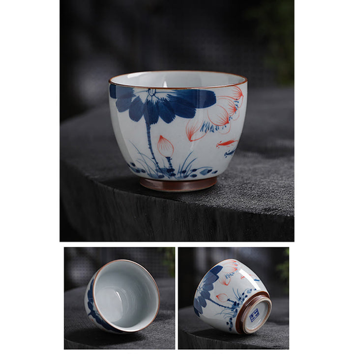 Buddha Stones Lotosu Liść Bambus Ceramiczny Filiżanka Do Herbaty Kung Fu Filiżanki Do Herbaty