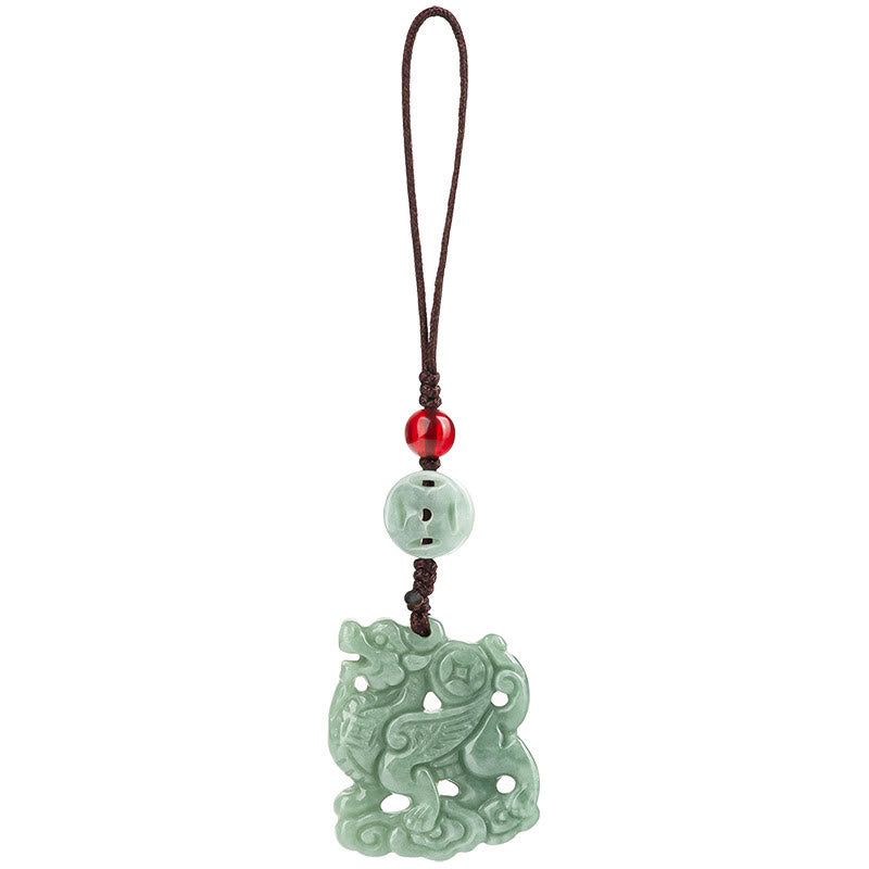 Buddha Stones Naturalny Jade Kirin Dobrobyt Telefon Wiszący Dekoracja