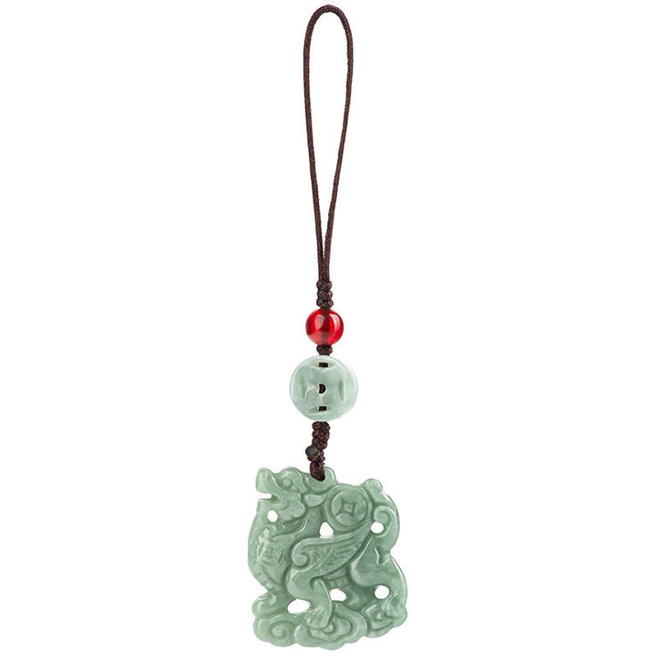 Buddha Stones Naturalny Jade Kirin Dobrobyt Telefon Wiszący Dekoracja