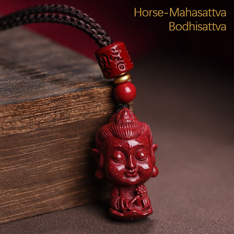 Buddha Stones Chiński Zodiak Natal Budda Naturalny Cynober Amulet Trzymający Z Daleka Złe Duchy Naszyjnik Wisiorek