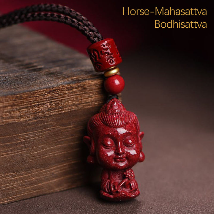 Buddha Stones Chiński Zodiak Natal Budda Naturalny Cynober Amulet Trzymający Z Daleka Złe Duchy Naszyjnik Wisiorek