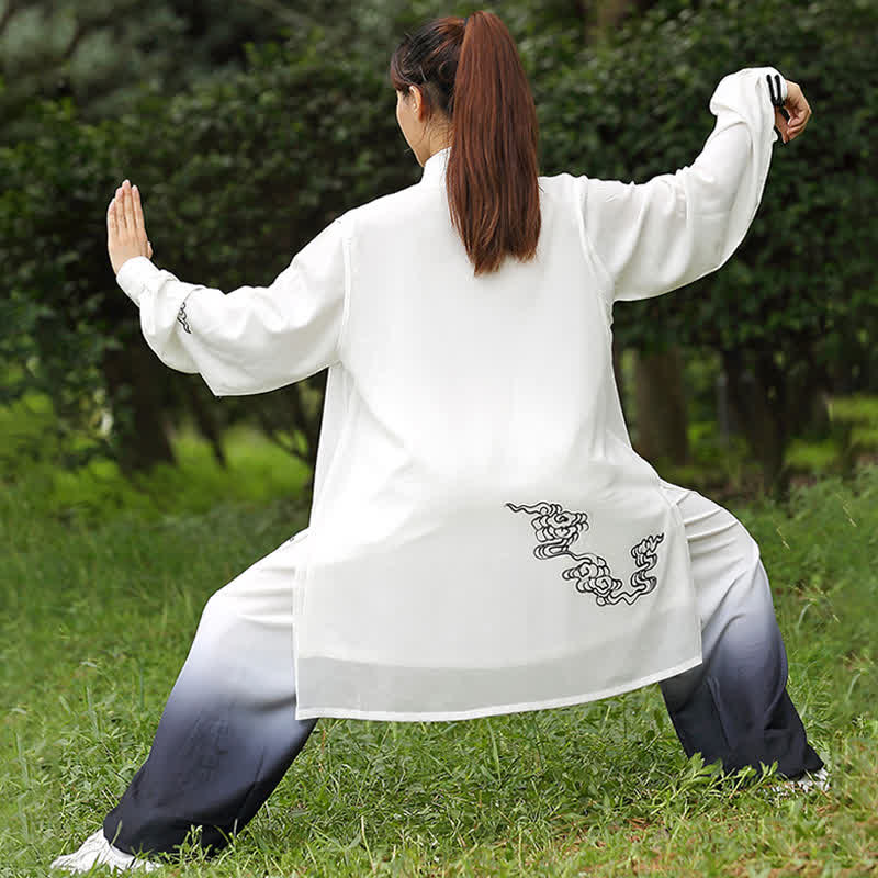 Buddha Stones Pomyślne Chmury Gradient Medytacja Modlitwa Duchowy Zen Tai Chi Qigong Praktyka Zestaw Ubrań Damskich - image 7