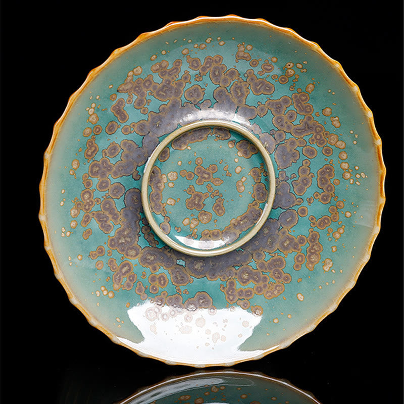 Buddha Stones Retro Glazura Zmiana Pieca Ceramiczny Gaiwan Sancai Filiżanka Kung Fu Filiżanka I Spodek Z Pokrywką