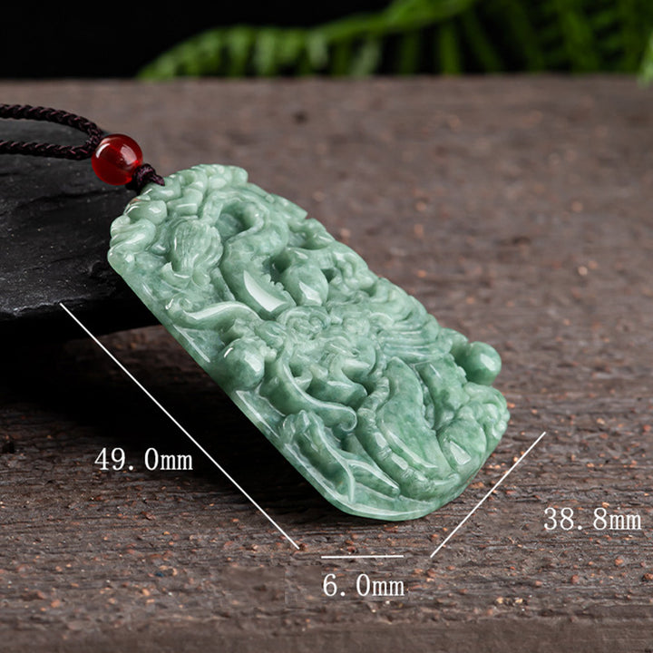 Buddha Stones Chiński Zodiak Smok Jade Siła Naszyjnik Wisiorek Sznurek