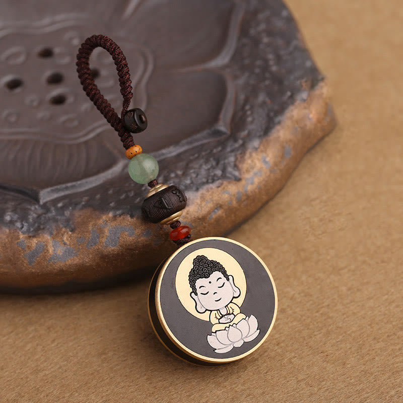Buddha Stones Drewno hebanowe Palisander Budda Awalokiteśwara Om Mani Padme Hum Równowaga Car Key Chain Dekoracja