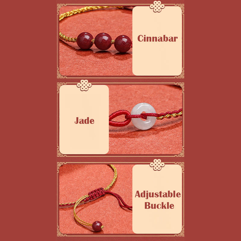 Bransoletka z zapięciem Peace Buckle z Buddha Stones Natural Cinnabar Jade