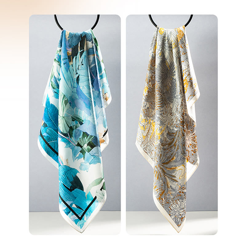 Kamienie Buddha Stones Dżungla Olej Malarstwo Pomyślne Chmury 100% Jedwabny Szalik Morwowy Premium Grade 6A Dwustronny Jedwabny Szalik na Szyję - image 30