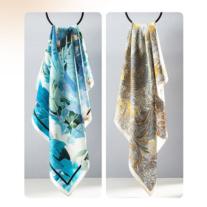 Kamienie Buddha Stones Dżungla Olej Malarstwo Pomyślne Chmury 100% Jedwabny Szalik Morwowy Premium Grade 6A Dwustronny Jedwabny Szalik na Szyję - image 30