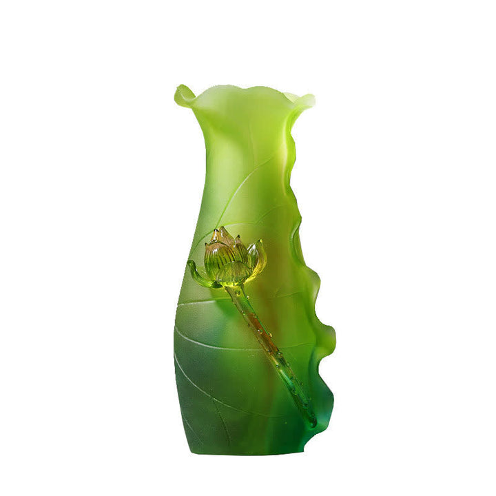 Feng Shui Lotus Ręcznie robiony kryształ Liuli Dzieło sztuki Domowe Biuro Oferta Dekoracja