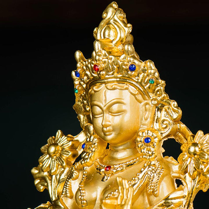 Buddha Stones Bodhisattwa Biała Tara Nadzieja Ochrona Pozłacana Statua Dekoracja