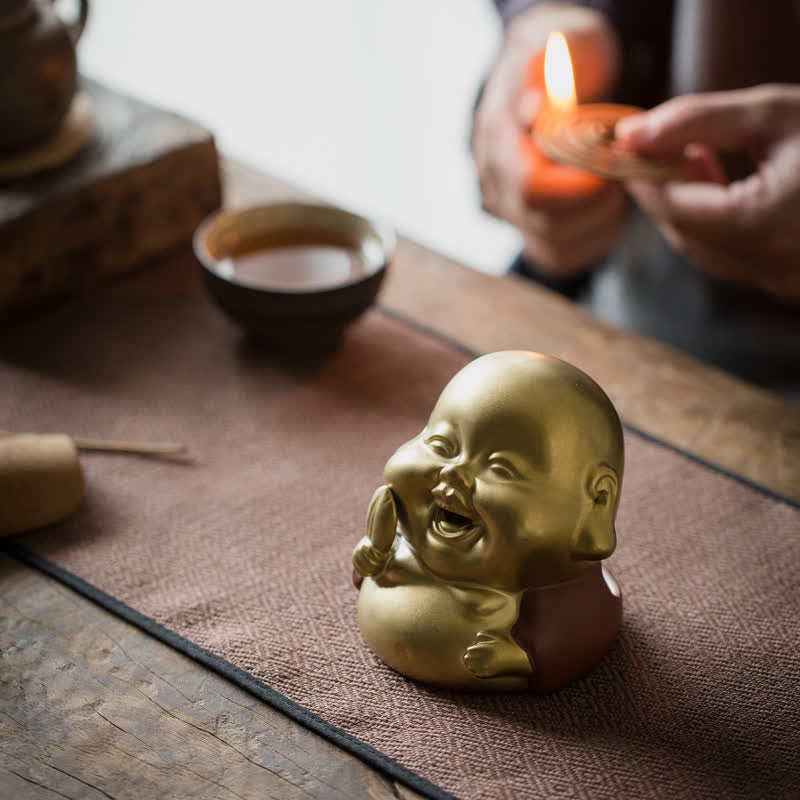 Mały Budda Śmiejący się Budda Ceramiczny uzdrawiający palnik kadzideł