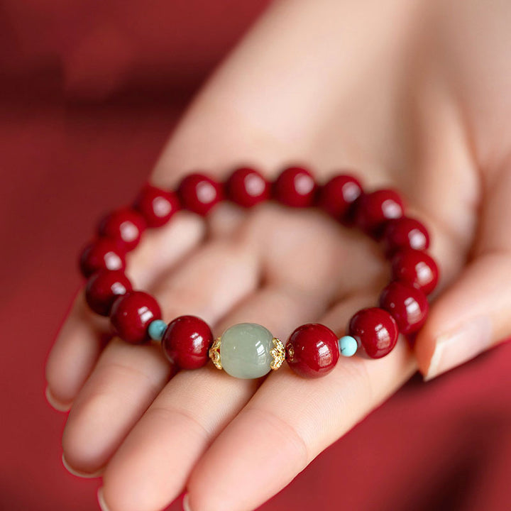 Bransoletka z Buddha Stones Cinnabar Green Aventurine Fortune Luck