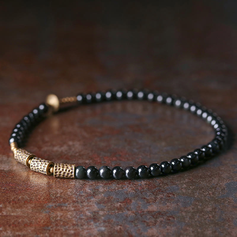 Bransoletka Buddha Stones Rainbow Obsidian Copper Love Double Wrap