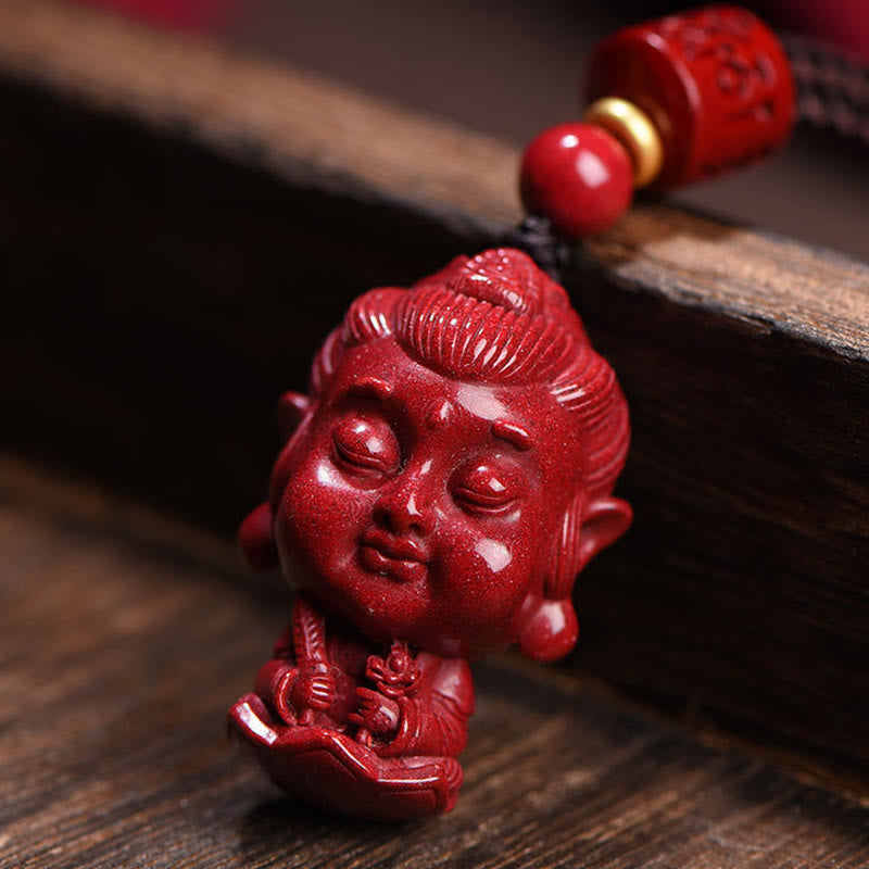Buddha Stones Chiński Zodiak Natal Budda Naturalny Cynober Amulet Trzymający Z Daleka Złe Duchy Naszyjnik Wisiorek