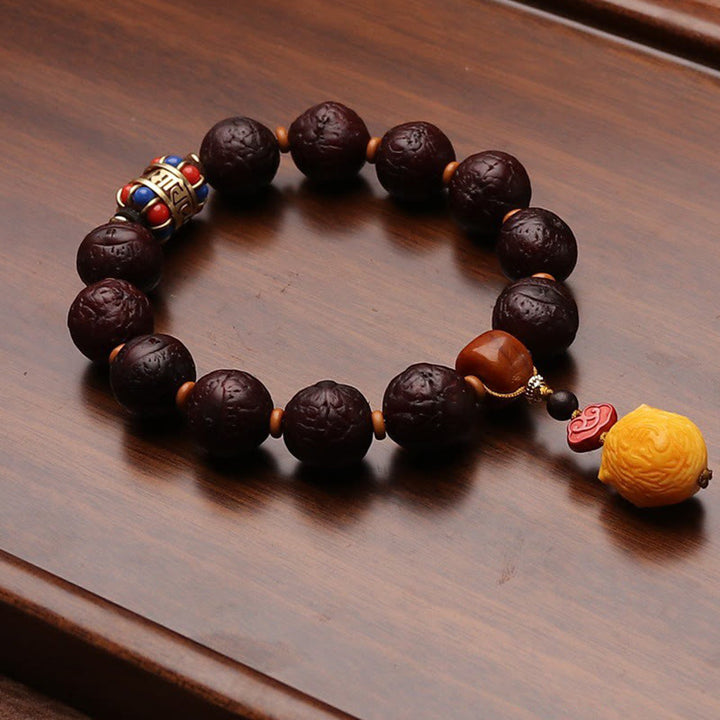 Buddha Stones Tybetańskie Nasiona Bodhi Agat Koralik Szczęście Bogactwo Tassel Charm Nadgarstek Mala