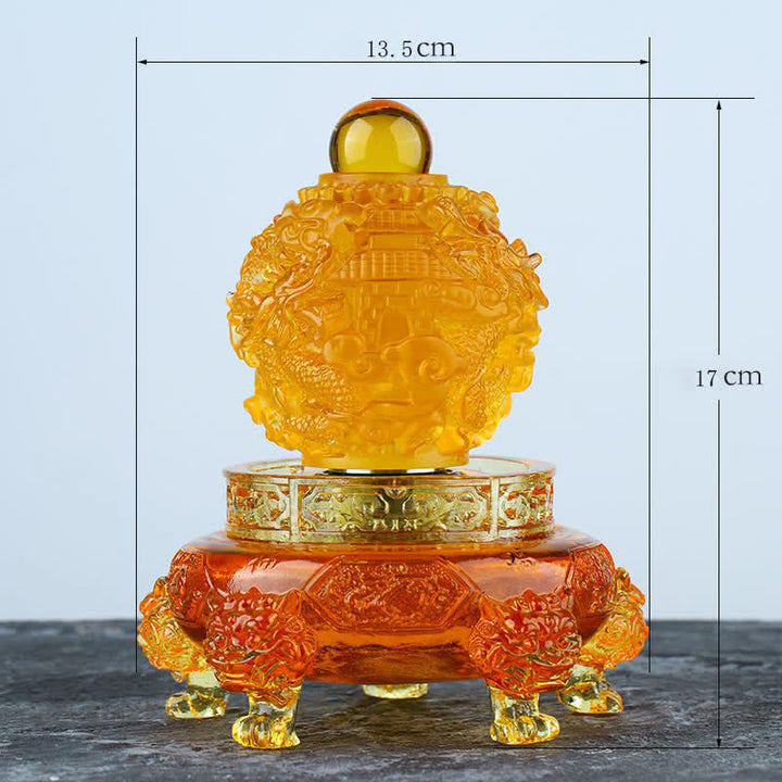 Buddha Stones Feng Shui Pomyślny Smok Ręcznie Robiony Kryształ Liuli Obrotowy Dzieło Sztuki Szczęście Dekoracja Domu i Biura