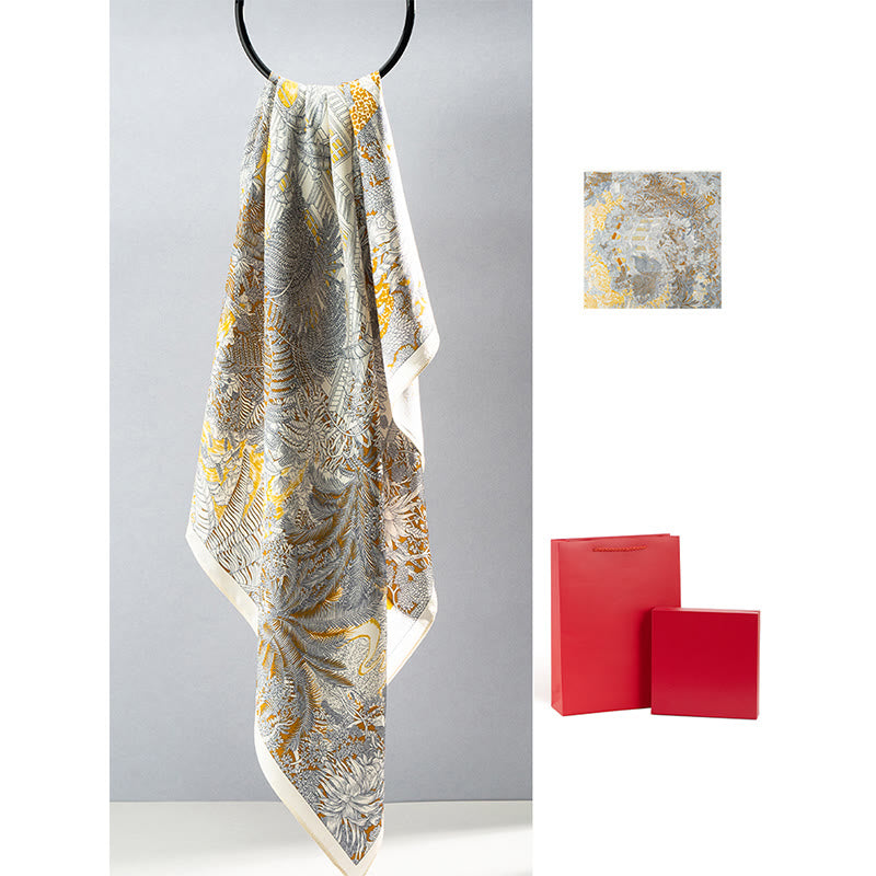 Kamienie Buddha Stones Dżungla Olej Malarstwo Pomyślne Chmury 100% Jedwabny Szalik Morwowy Premium Grade 6A Dwustronny Jedwabny Szalik na Szyję - image 8