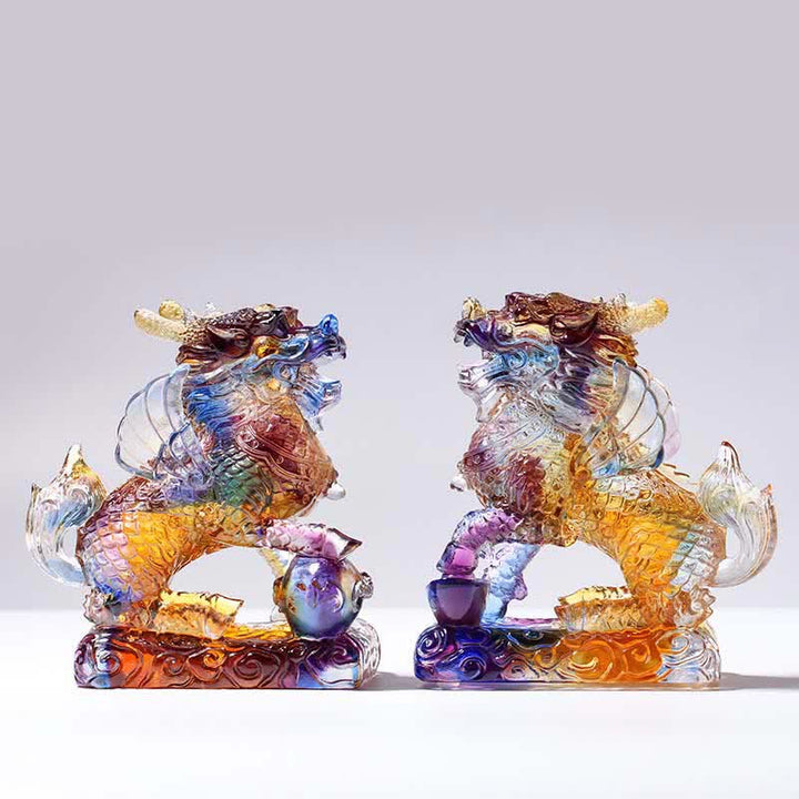 Feng Shui Kirin ręcznie robiony kryształowy element sztuki Liuli Fortune Home Office Decoration
