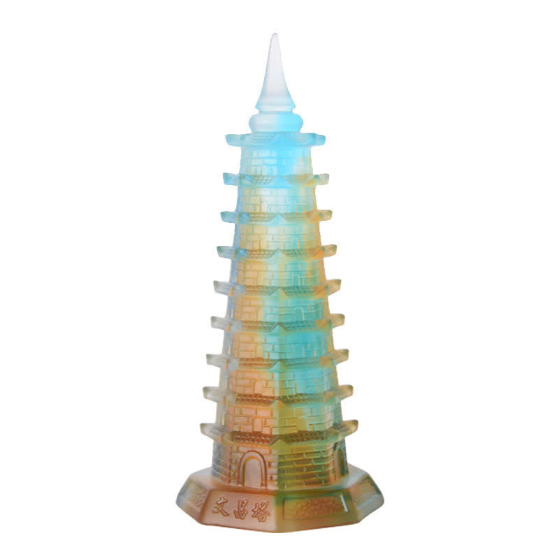 Buddha Stones Wieża Feng Shui Wenchang Ręcznie robiona kryształowa pagoda Liuli Art Piece Luck Dekoracja biura domowego - image 13