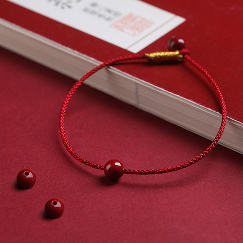 Bransoletka z naturalnego czerwonego agatu Cinnabar Red z Buddha Stones